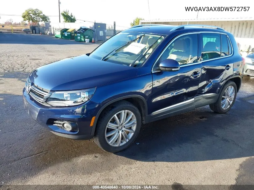 2013 Volkswagen Tiguan Se VIN: WVGAV3AX8DW572757 Lot: 40548640