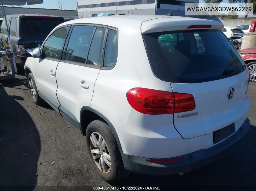 2013 Volkswagen Tiguan S VIN: WVGAV3AX3DW562279 Lot: 40617478