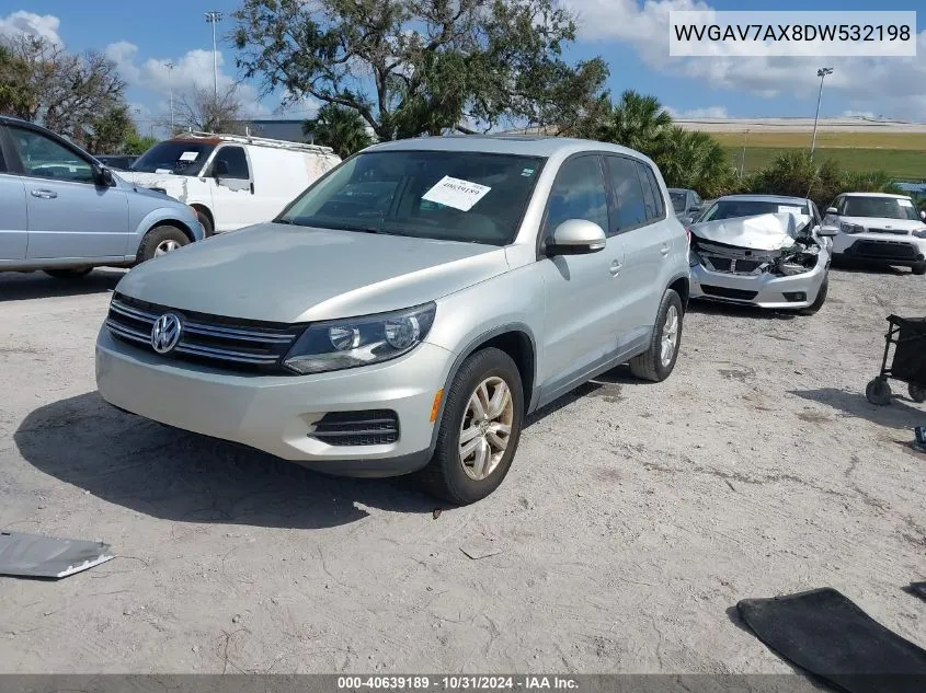 2013 Volkswagen Tiguan S VIN: WVGAV7AX8DW532198 Lot: 40639189