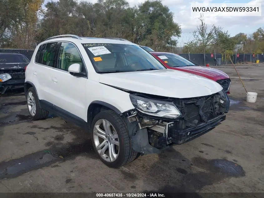 2013 Volkswagen Tiguan Sel VIN: WVGAV3AX5DW593341 Lot: 40657435