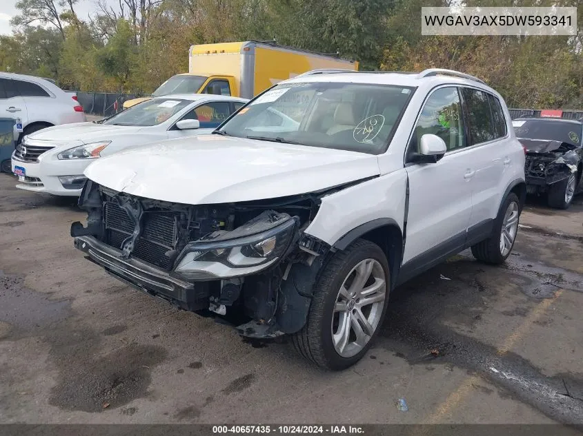 2013 Volkswagen Tiguan Sel VIN: WVGAV3AX5DW593341 Lot: 40657435