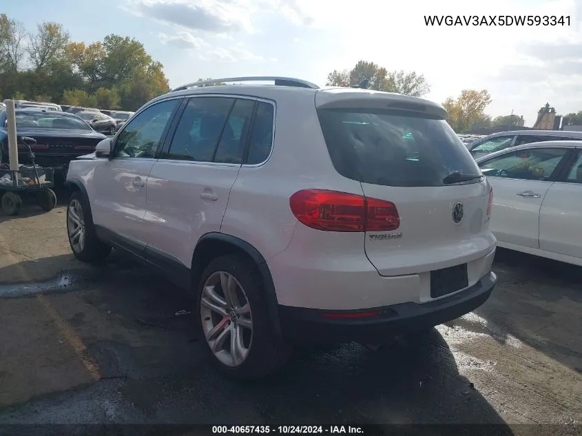 2013 Volkswagen Tiguan Sel VIN: WVGAV3AX5DW593341 Lot: 40657435