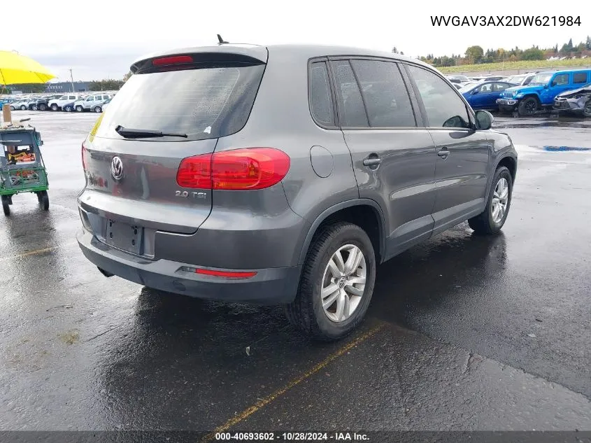 2013 Volkswagen Tiguan S VIN: WVGAV3AX2DW621984 Lot: 40693602