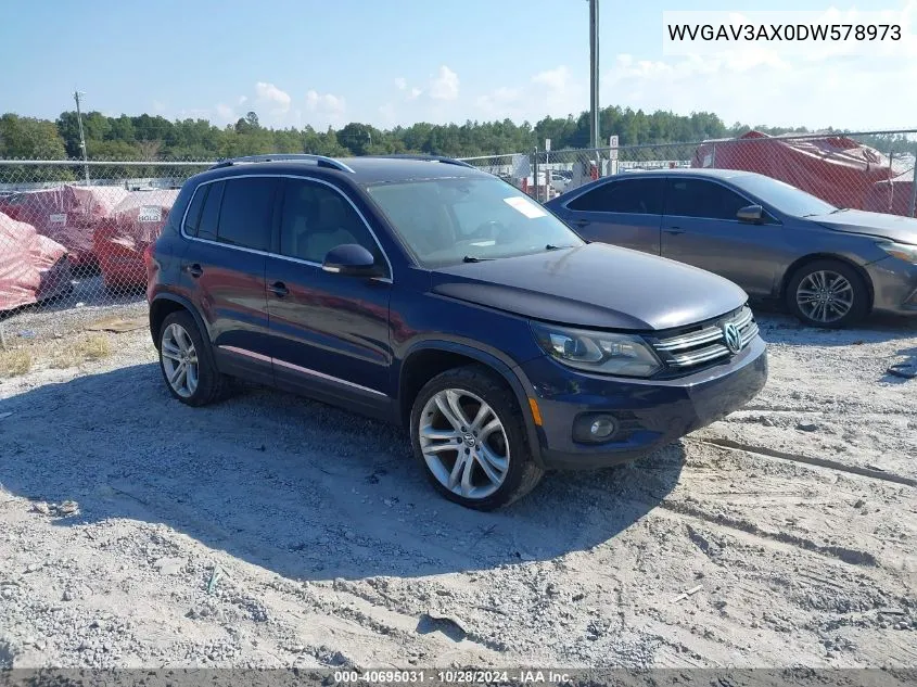 2013 Volkswagen Tiguan Sel VIN: WVGAV3AX0DW578973 Lot: 40695031