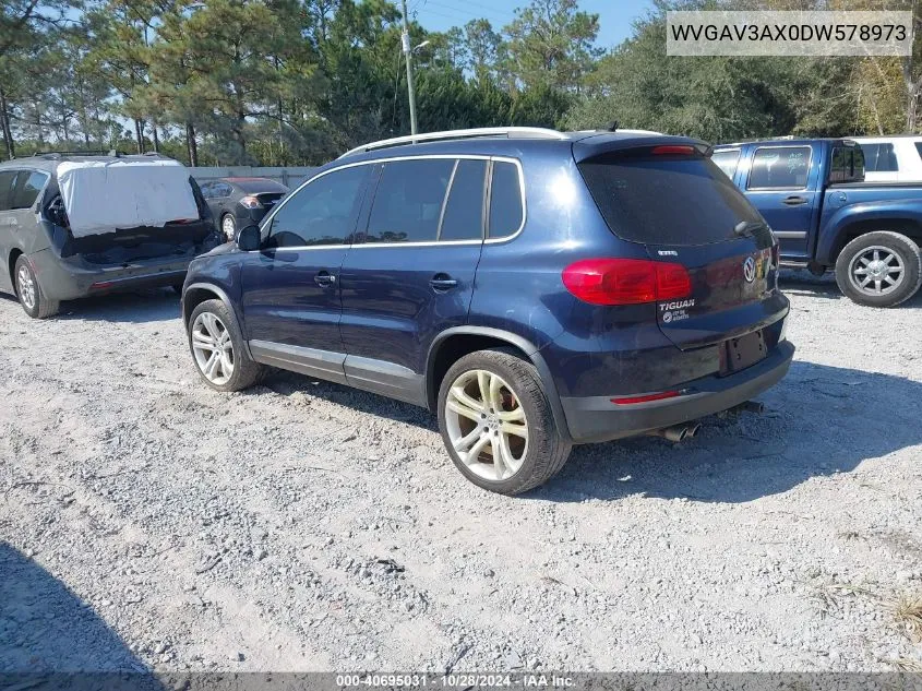 2013 Volkswagen Tiguan Sel VIN: WVGAV3AX0DW578973 Lot: 40695031