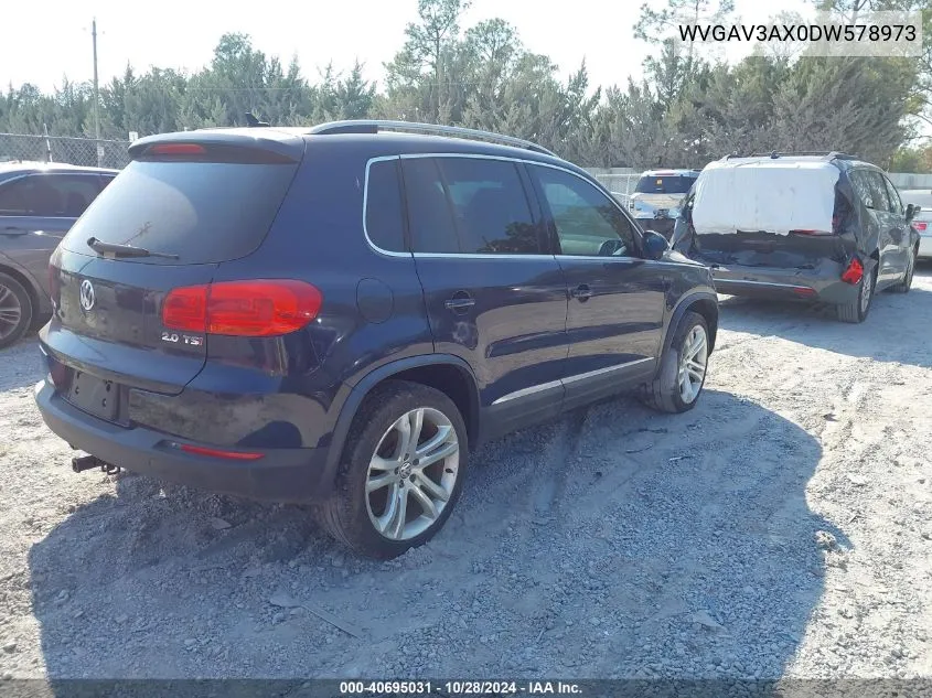 2013 Volkswagen Tiguan Sel VIN: WVGAV3AX0DW578973 Lot: 40695031