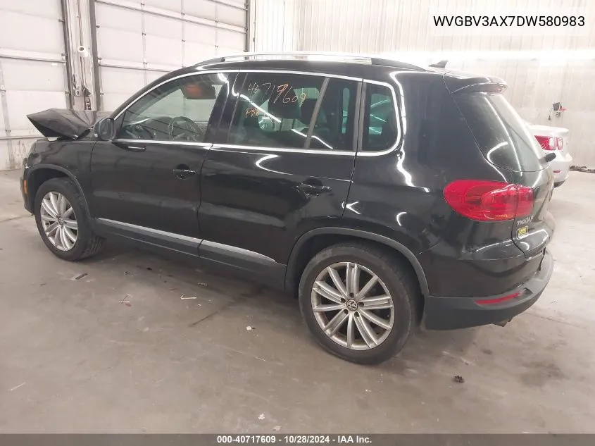 2013 Volkswagen Tiguan Se VIN: WVGBV3AX7DW580983 Lot: 40717609