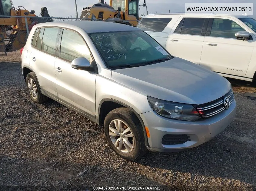 2013 Volkswagen Tiguan S VIN: WVGAV3AX7DW610513 Lot: 40732964