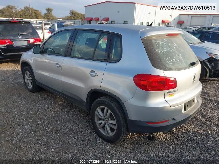 2013 Volkswagen Tiguan S VIN: WVGAV3AX7DW610513 Lot: 40732964