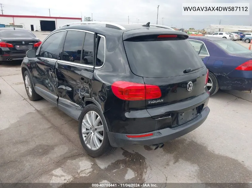 2013 Volkswagen Tiguan Se VIN: WVGAV3AX4DW587112 Lot: 40755441