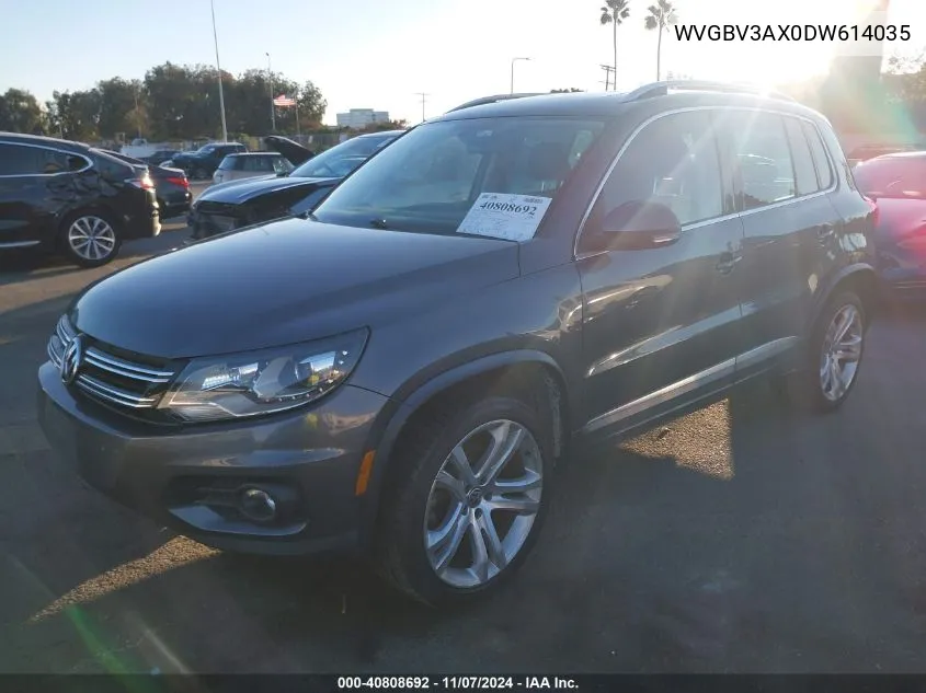 2013 Volkswagen Tiguan Sel VIN: WVGBV3AX0DW614035 Lot: 40808692