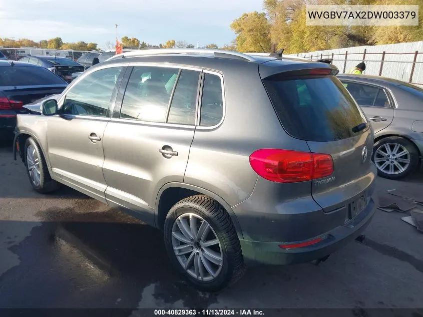 WVGBV7AX2DW003379 2013 Volkswagen Tiguan Se