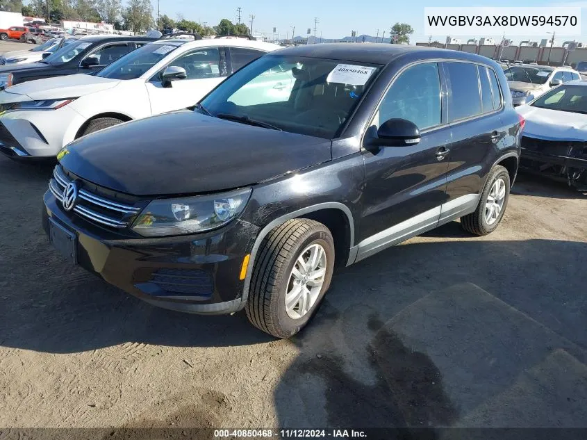 2013 Volkswagen Tiguan S VIN: WVGBV3AX8DW594570 Lot: 40850468