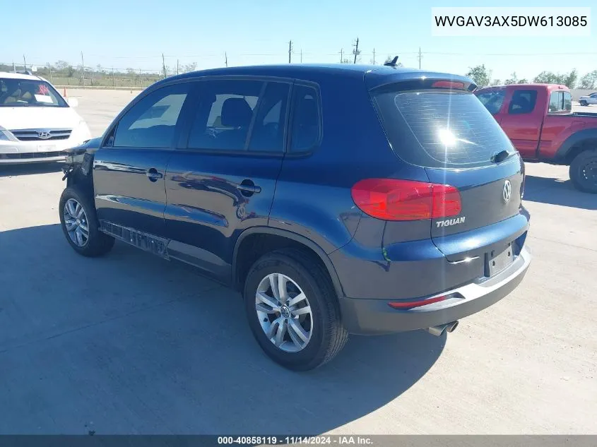 2013 Volkswagen Tiguan S VIN: WVGAV3AX5DW613085 Lot: 40858119