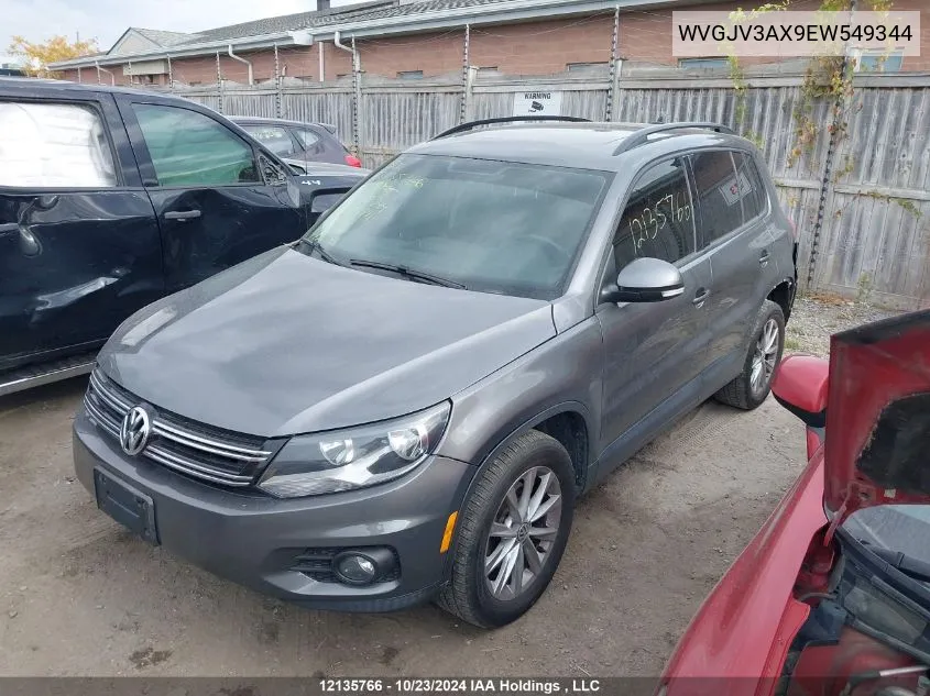 2014 Volkswagen Tiguan VIN: WVGJV3AX9EW549344 Lot: 12135766