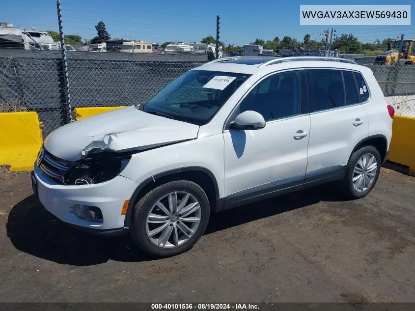 2014 Volkswagen Tiguan Sel VIN: WVGAV3AX3EW569430 Lot: 40101536