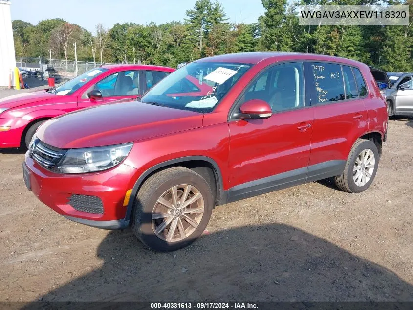 2014 Volkswagen Tiguan Se VIN: WVGAV3AXXEW118320 Lot: 40331613