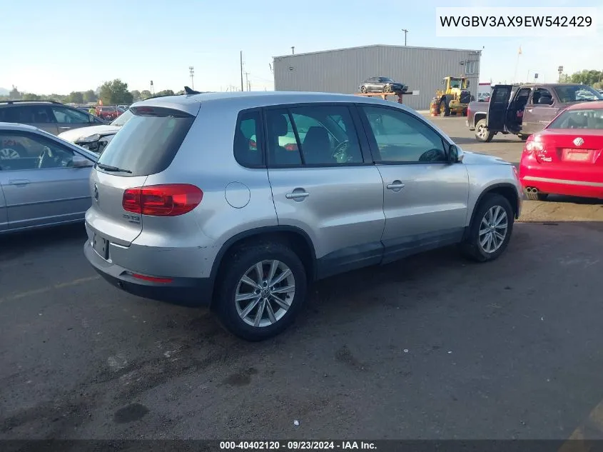 2014 Volkswagen Tiguan S/Se/Sel/R-Line VIN: WVGBV3AX9EW542429 Lot: 40402120