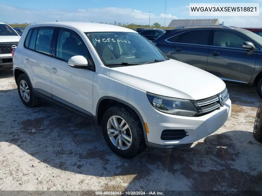 2014 Volkswagen Tiguan S/Se/Sel/R-Line VIN: WVGAV3AX5EW518821 Lot: 40556083