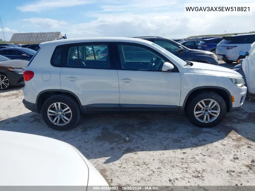 2014 Volkswagen Tiguan S/Se/Sel/R-Line VIN: WVGAV3AX5EW518821 Lot: 40556083