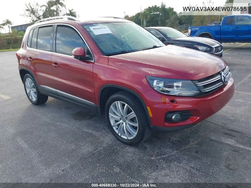 2014 Volkswagen Tiguan Sel VIN: WVGAV3AX4EW078655 Lot: 40669330