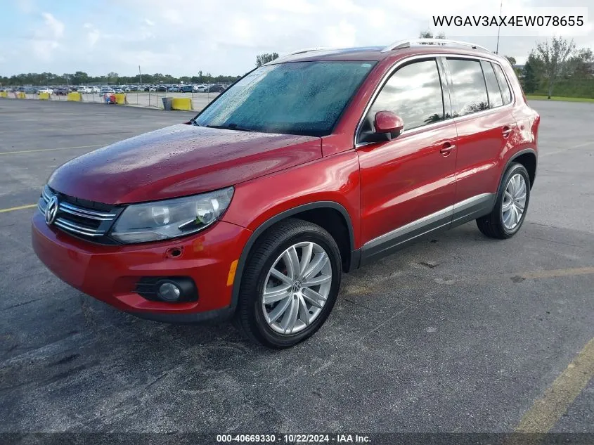 2014 Volkswagen Tiguan Sel VIN: WVGAV3AX4EW078655 Lot: 40669330