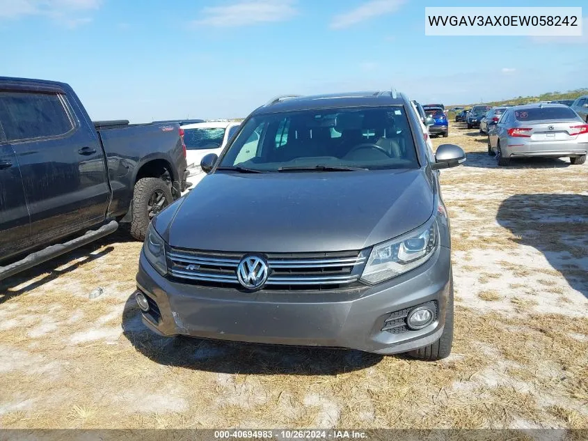 2014 Volkswagen Tiguan R-Line VIN: WVGAV3AX0EW058242 Lot: 40694983