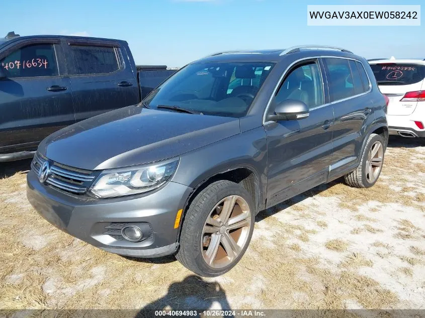 2014 Volkswagen Tiguan R-Line VIN: WVGAV3AX0EW058242 Lot: 40694983