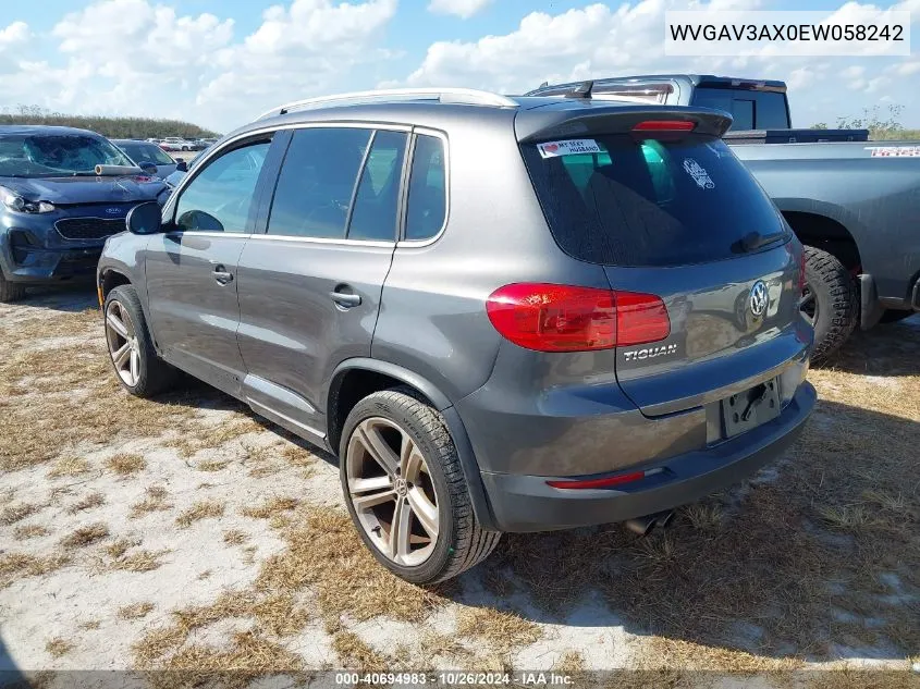 2014 Volkswagen Tiguan R-Line VIN: WVGAV3AX0EW058242 Lot: 40694983