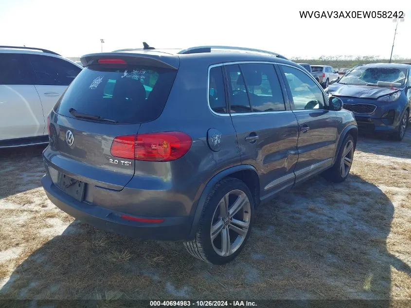 2014 Volkswagen Tiguan R-Line VIN: WVGAV3AX0EW058242 Lot: 40694983