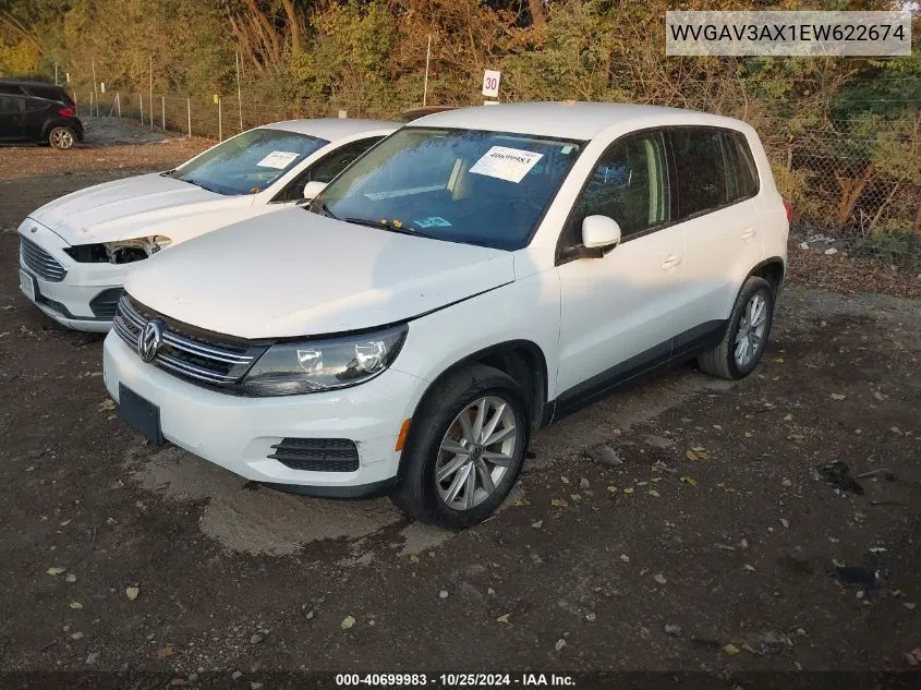 2014 Volkswagen Tiguan Se VIN: WVGAV3AX1EW622674 Lot: 40699983