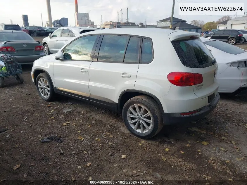 2014 Volkswagen Tiguan Se VIN: WVGAV3AX1EW622674 Lot: 40699983