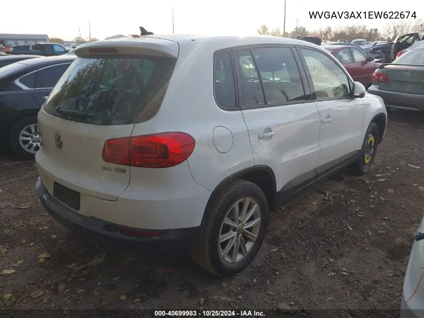 2014 Volkswagen Tiguan Se VIN: WVGAV3AX1EW622674 Lot: 40699983