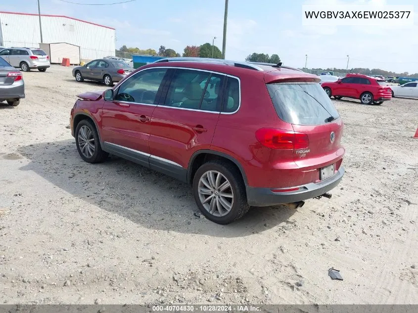 2014 Volkswagen Tiguan Sel VIN: WVGBV3AX6EW025377 Lot: 40704830