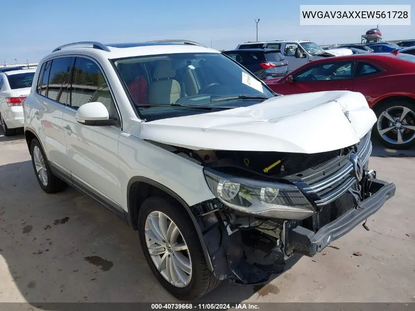 2014 Volkswagen Tiguan Sel VIN: WVGAV3AXXEW561728 Lot: 40739668