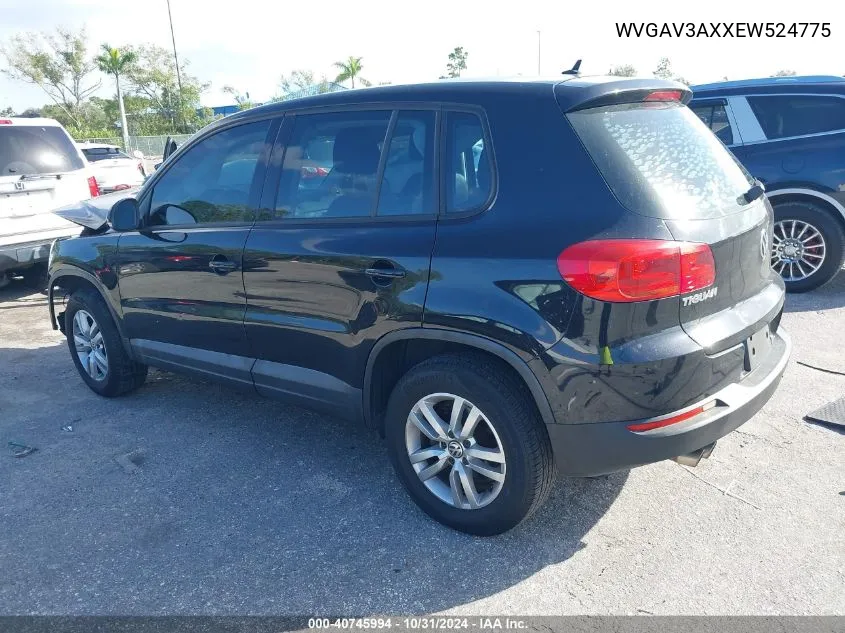 2014 Volkswagen Tiguan S VIN: WVGAV3AXXEW524775 Lot: 40745994