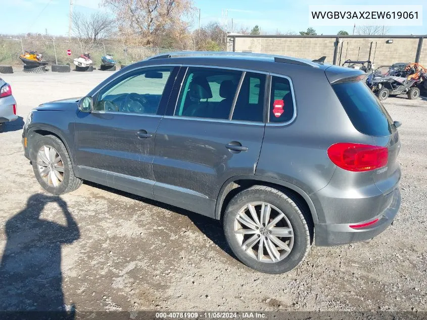 2014 Volkswagen Tiguan Se VIN: WVGBV3AX2EW619061 Lot: 40781909