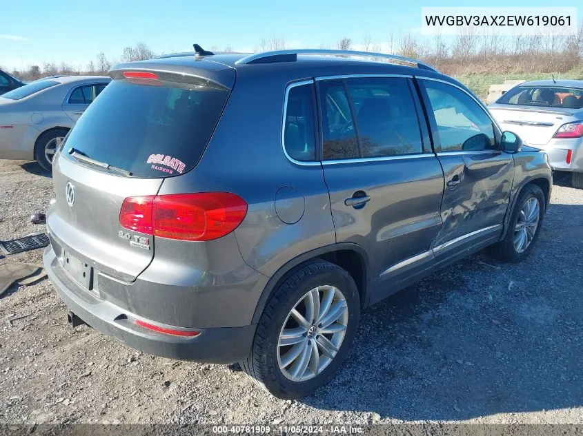 2014 Volkswagen Tiguan Se VIN: WVGBV3AX2EW619061 Lot: 40781909