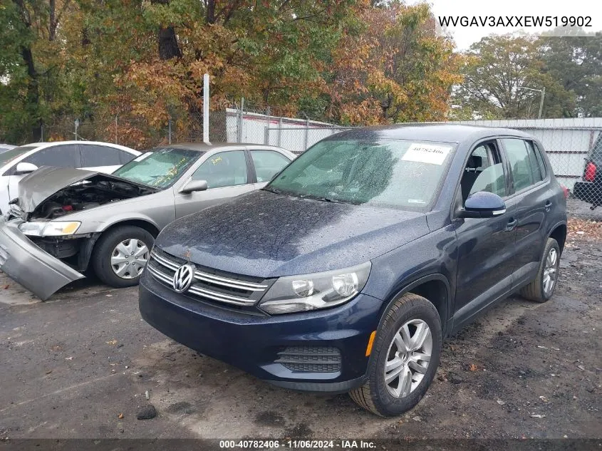 2014 Volkswagen Tiguan S VIN: WVGAV3AXXEW519902 Lot: 40782406