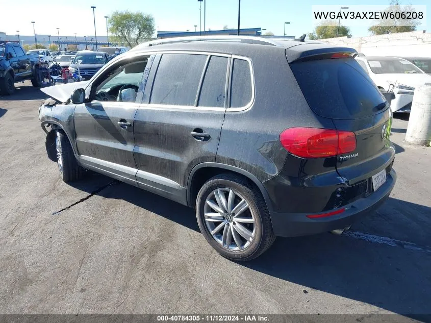 2014 Volkswagen Tiguan Sel VIN: WVGAV3AX2EW606208 Lot: 40784305