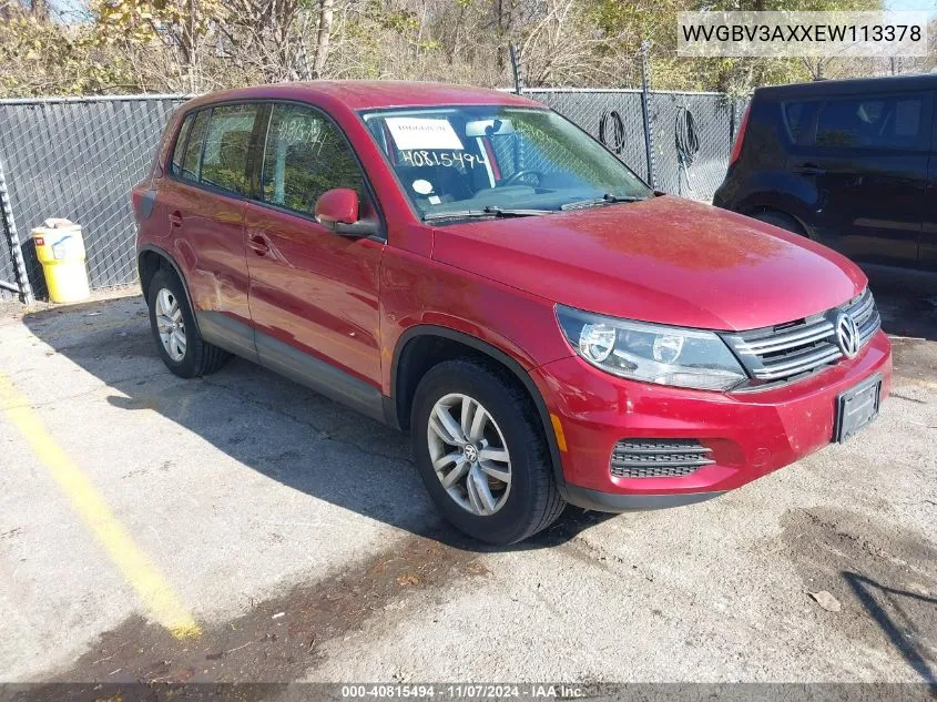 2014 Volkswagen Tiguan S VIN: WVGBV3AXXEW113378 Lot: 40815494