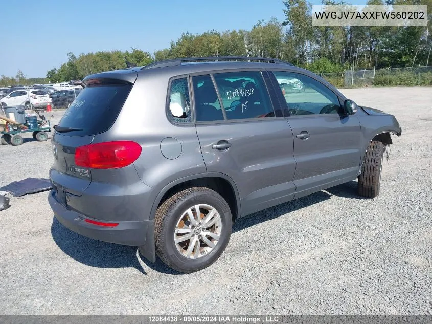 WVGJV7AXXFW560202 2015 Volkswagen Tiguan