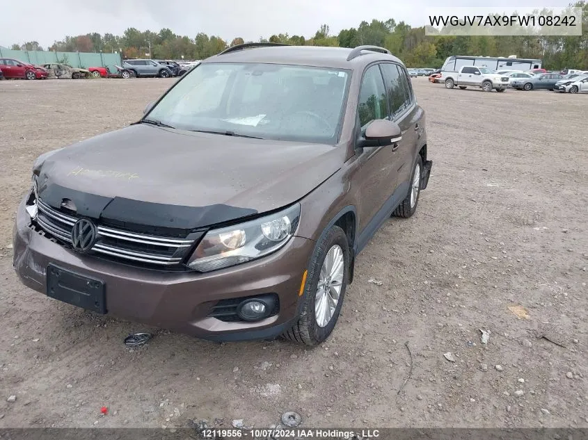 2015 Volkswagen Tiguan VIN: WVGJV7AX9FW108242 Lot: 12119556