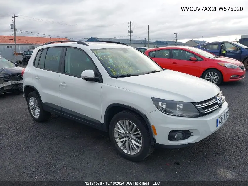 2015 Volkswagen Tiguan VIN: WVGJV7AX2FW575020 Lot: 12121578