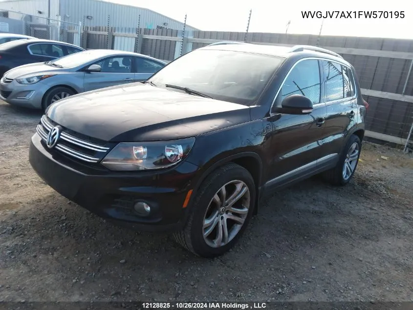 2015 Volkswagen Tiguan VIN: WVGJV7AX1FW570195 Lot: 12128825