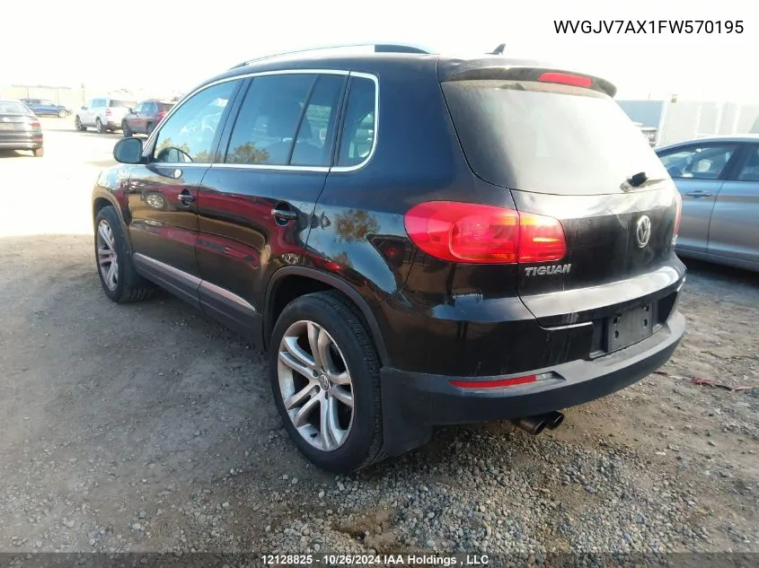 2015 Volkswagen Tiguan VIN: WVGJV7AX1FW570195 Lot: 12128825