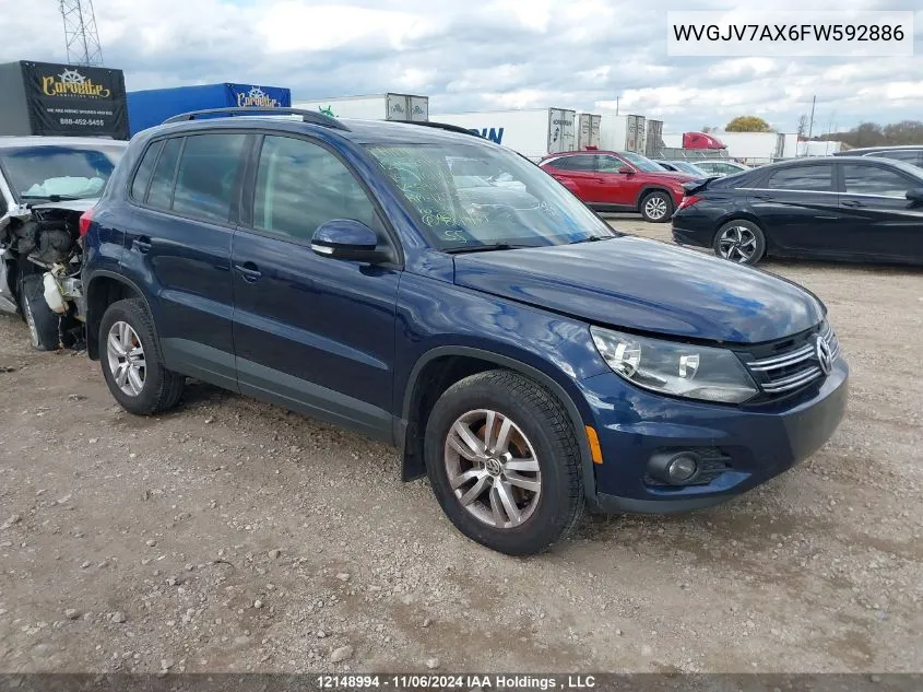 2015 Volkswagen Tiguan S/Se/Sel/R-Line VIN: WVGJV7AX6FW592886 Lot: 12148994