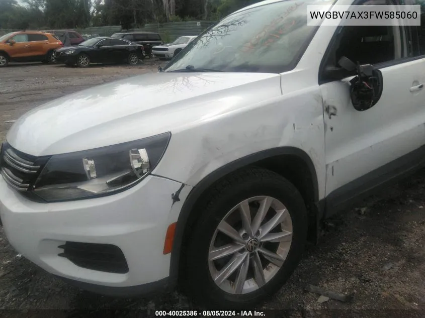 2015 Volkswagen Tiguan Se VIN: WVGBV7AX3FW585060 Lot: 40025386