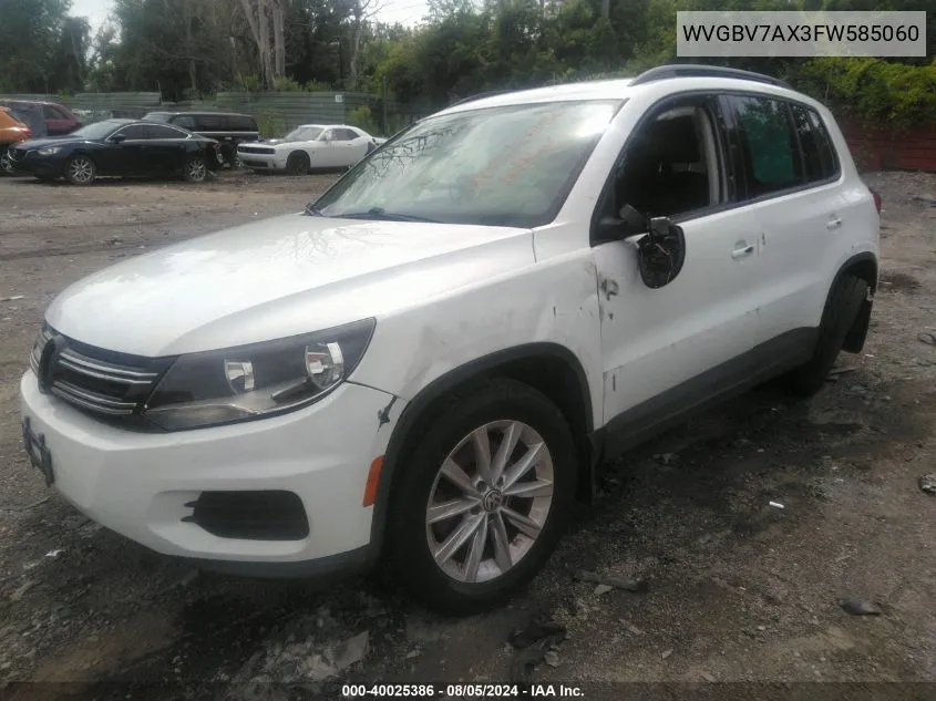 2015 Volkswagen Tiguan Se VIN: WVGBV7AX3FW585060 Lot: 40025386