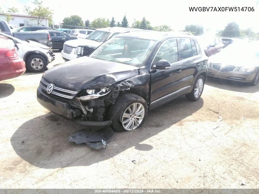 2015 Volkswagen Tiguan Se VIN: WVGBV7AX0FW514706 Lot: 40094485